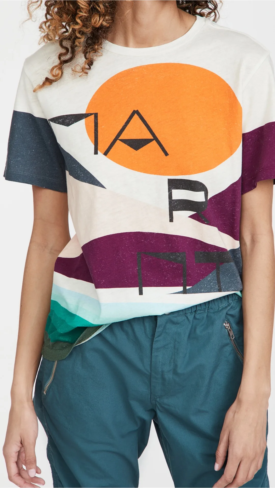 

Женская футболка с геометрическим принтом и круглым вырезом