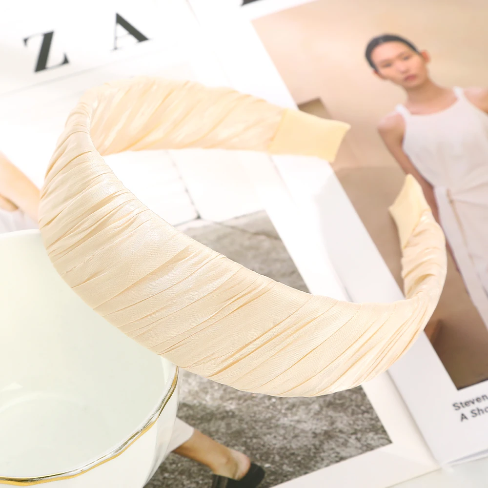

Haimeikang Wide Solid Color Hair Bands Satin Women Headbands Hair Hoop Bezel Hairbands Girls Fashion Elastic Hair Accessories