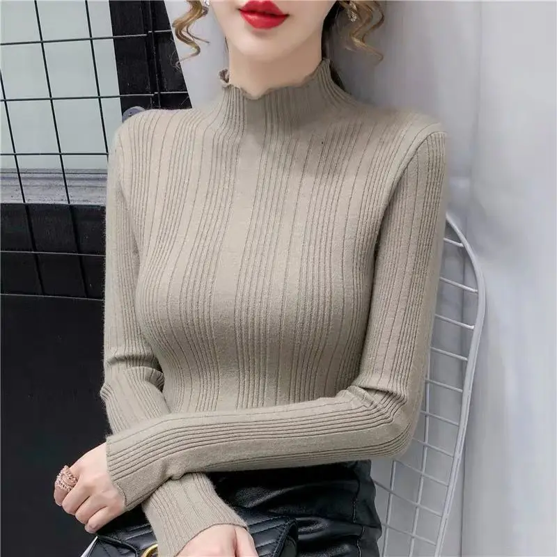 

Bottoming Shirt Women's Autumn and Winter Sweater Women's Western Style Knitted Sweater Slim-Fit Pullover Thickened All-match