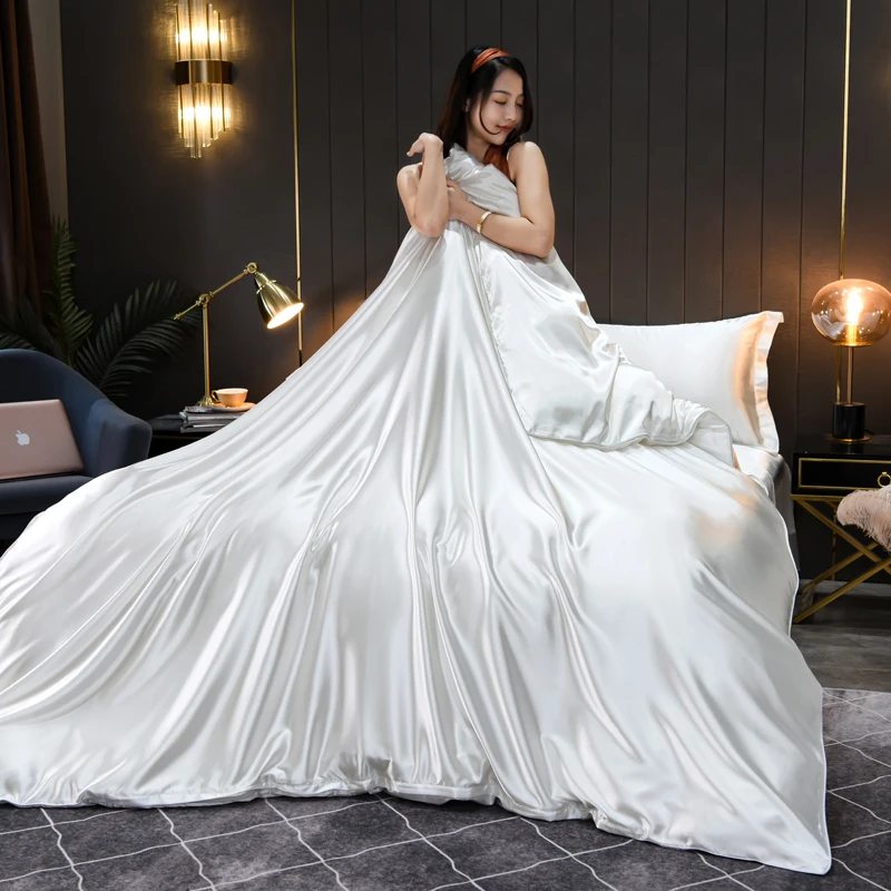 Однотонный Комплект постельного белья Роскошная мягкая простыня и наволочки