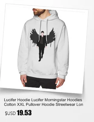 Lucifer Толстовка Lucifer Morningstar толстовки хлопок пуловер размера XXL толстовка уличная длинная мужская повседневная черная зимняя Толстовка