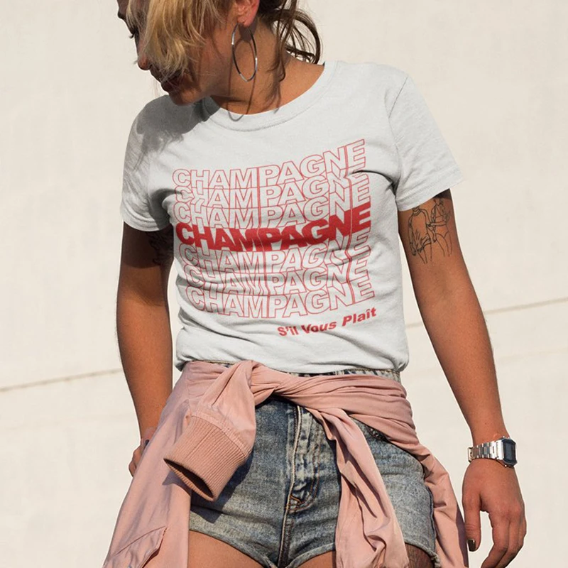 Футболка цвета шампанского с надписью Thank You футболка для питья вина рисования