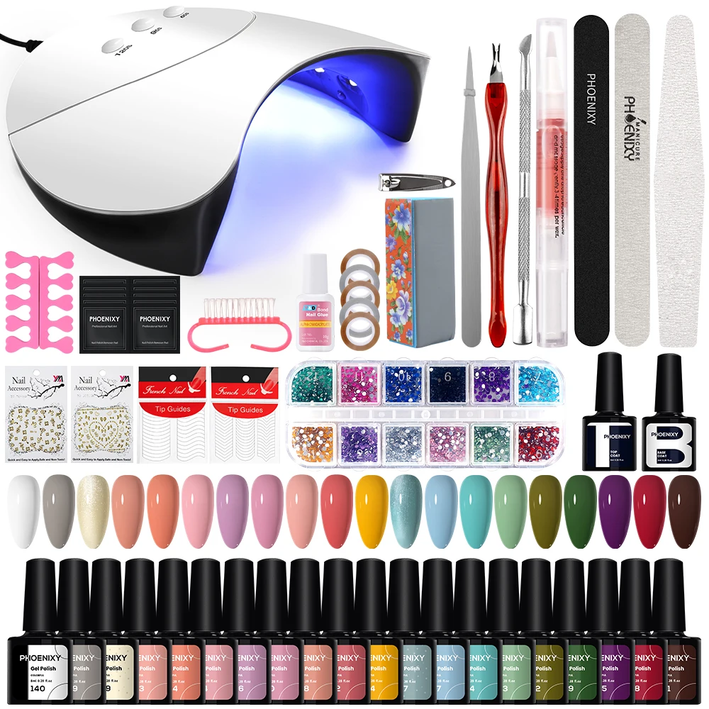 

Manicure Set Nail Gel Polish Set UV LED Lamp Soak Off Gel Varnish Semi Permanent Varnish All For Manicure Nail Art Decorations