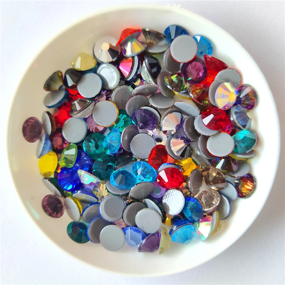 Смешанные цвета стразы горячей фиксации супер блестящий s3 ~ s40 Хрустальное стекло