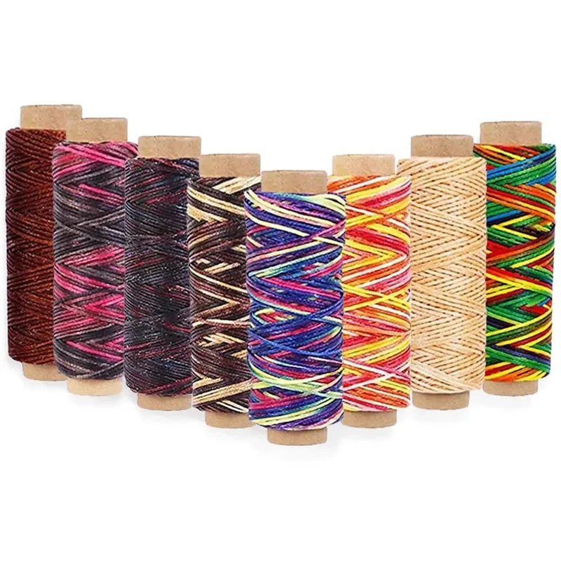

LMDZ 8 Colors/150D -1mm Flat Waxed Sewing Line Thickness Waxed Thread for Leather Waxed Cord for Hand Stitching Thread