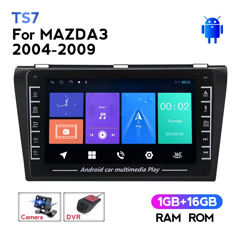 

Автомобильный радиоприемник Android 2DIN HD IPS мультимедийный плеер навигация для MAZDA3 2004-2009 GPS навигация Поддержка камеры Carplay DVR SWC