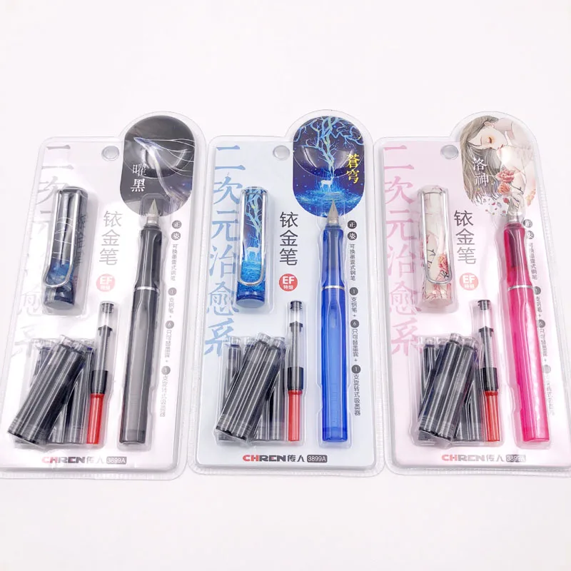 

Luxury quality plastic a pen office supplies Erasable Blue Ink Fountain Pens EF Nib Student gift School stationery