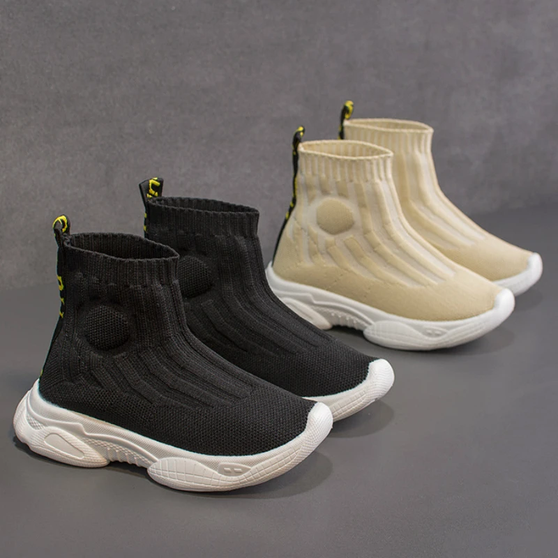 Детские кроссовки со звездами вязаная эластичная подошва дышащая нескользящая