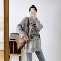 fashion loose plus size sweater for fallwinter new style long sleeved pullover cartoon pattern pregnant womens sweater mujer