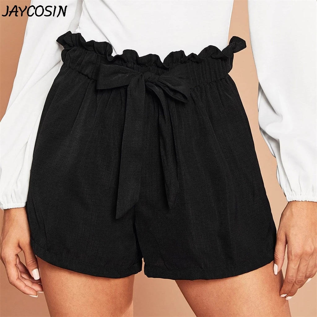 JAYCOSIN женские летние однотонные бандажные шорты с карманами и высокой талией