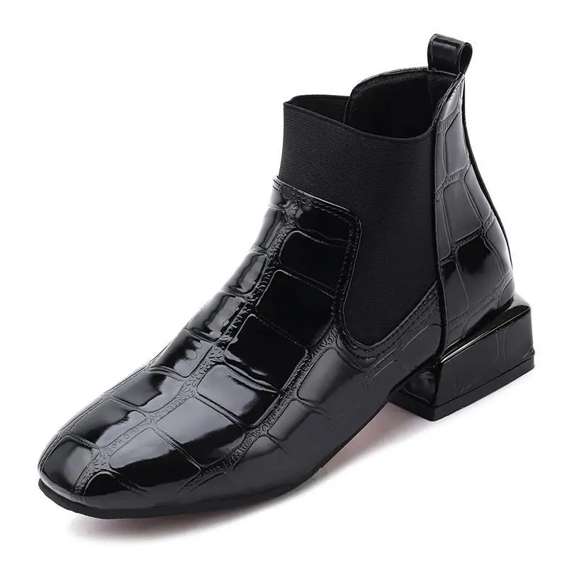 Шикарные женские ботинки 2019 блестящая обувь из искусственной кожи на осень и