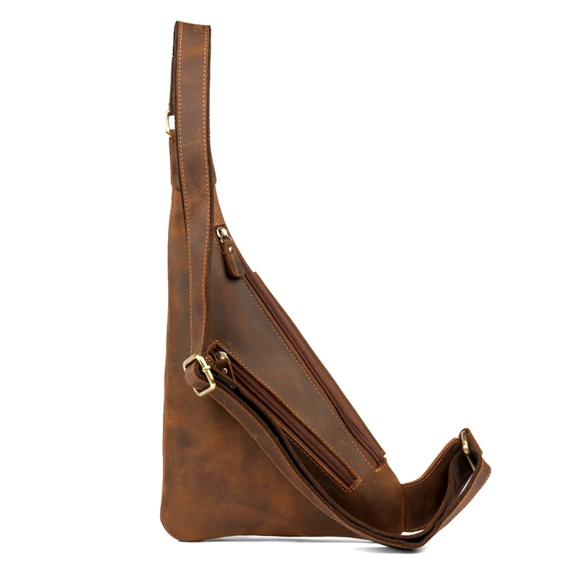 BOLEKE Crazy Horse Bag Men Chest Pack Single Shoulder Strap Back Bags Genuine Leather Travel Crossbody Vintage | Багаж и сумки