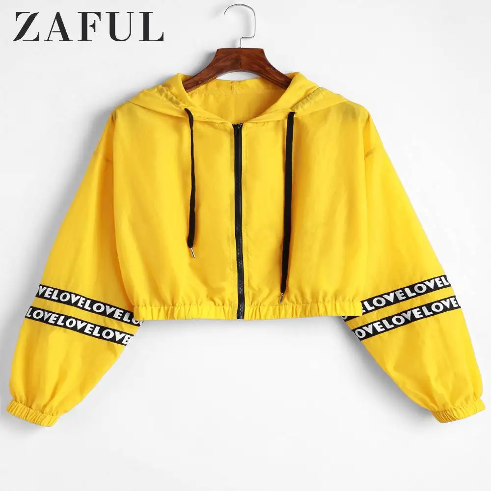 ZAFUL новинка куртка на молнии с капюшоном надписями длинным рукавом базовое