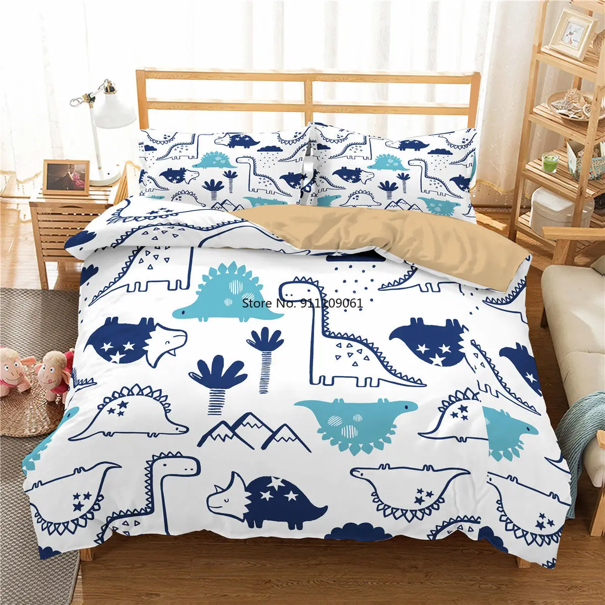 

3D Duvet Cover Dinosaurs Printed Quilt Cover Cute Cartoon Animal Comforter Cover Kids Bedding Set US/EU/AU Size 2-3 Pieces