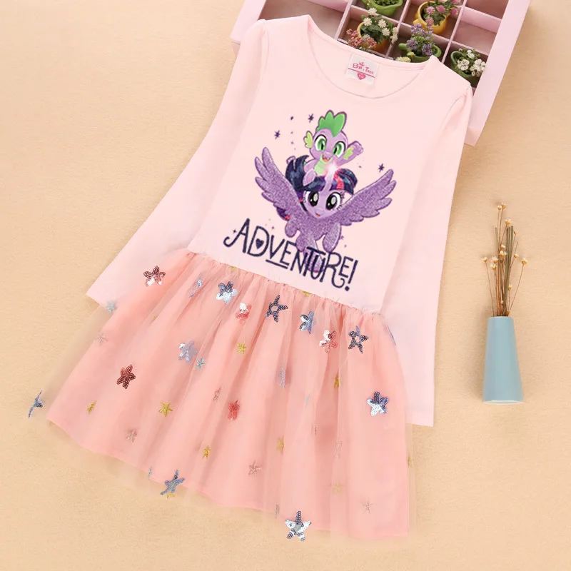 Q30273-1 Jargazol Little Pony Dress Fall Princess Costume Vestidos Autumn Long Sleeve Dresses for Girls Costume Autumn Sequins Outfits - Цвет: Q30273-1
