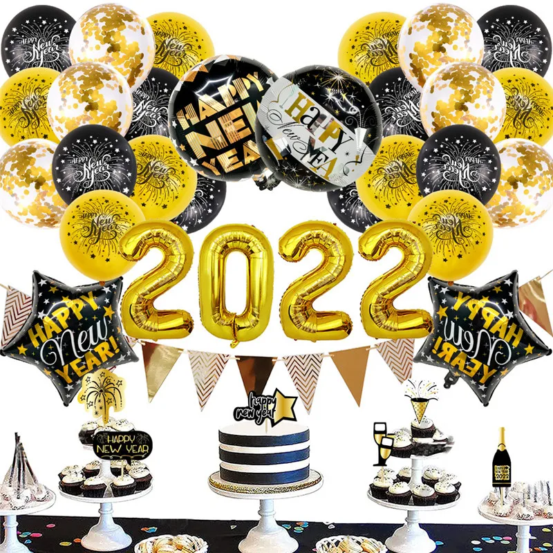 Globo de l&aacute;tex para decoraci&oacute;n de A&ntilde;o Nuevo, conjunto de decoraci&oacute;n de fiesta, fiesta de cumplea&ntilde;os, tirar de la bandera, decoraci&oacute;n de Navidad, 2022-4