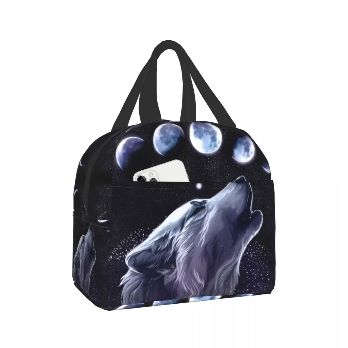 

Ланч-бокс с волком, тоут, дорожная сумка для пикника, объемный рисунок, бэнто, для женщин и детей