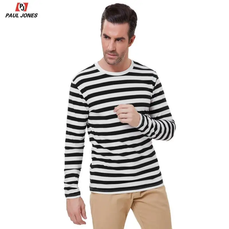 Мужские повседневные полосатые футболки с длинным рукавом от PAUL JONES мягкие