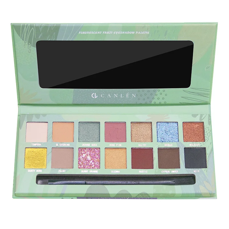 Eye Shadow Plate Small Pearlescent Matte Glitter Shiny Earth Tone Green Portable Easy To Wear Student Makeup |