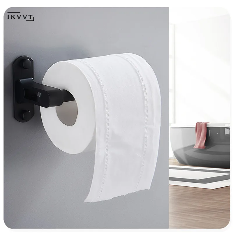 

Aluminum Toilet Roll Paper Holder Hanger Black Wall Mount Bathroom Towel Hanger Bathroom Hardware Accessories Tissue Kitchen