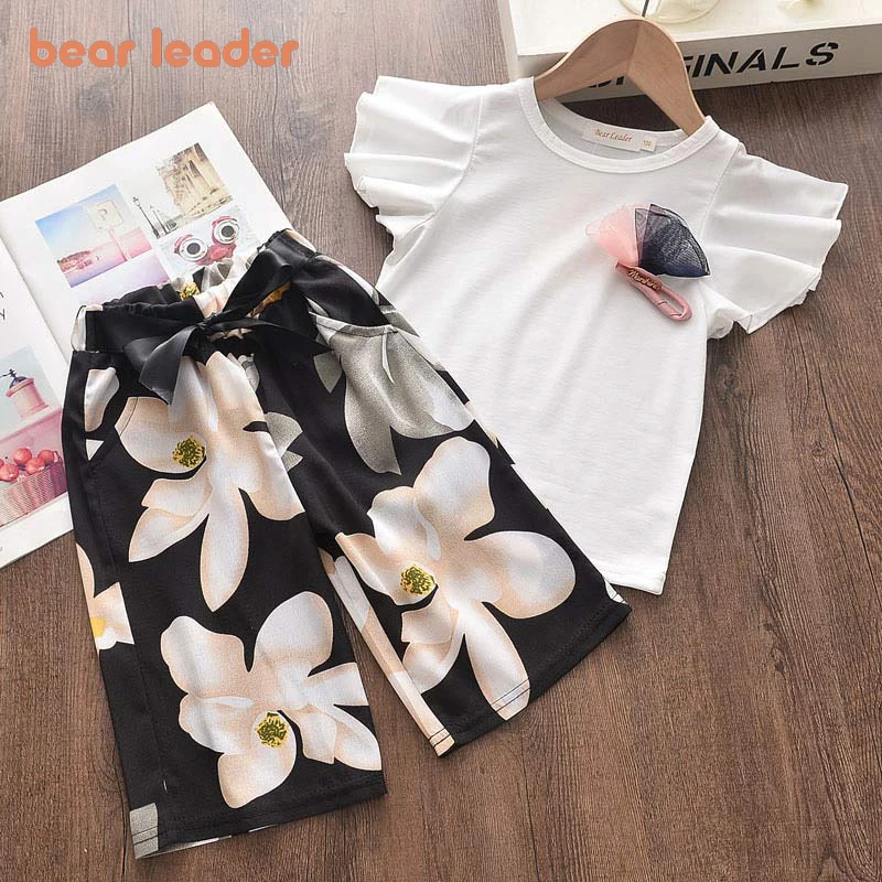

Bear Leader Girls Clothes Set 2022 Summer Children Clothing Short Sleeve T-shirt and Print Shorts 2 Pcs Girl Kids Clothes Suit