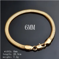 2021 new 925 sterling silver men bracelet 18k gold 6mm flat snake chain bracelet for women male fashion gifts jewelry