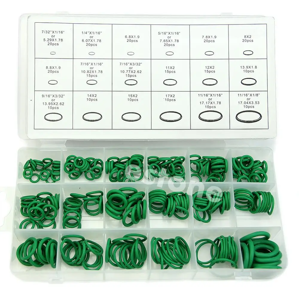 

High Quality Rubber 270Pcs 18 Sizes O-ring Kit Green Metric O ring Seals Nitrile