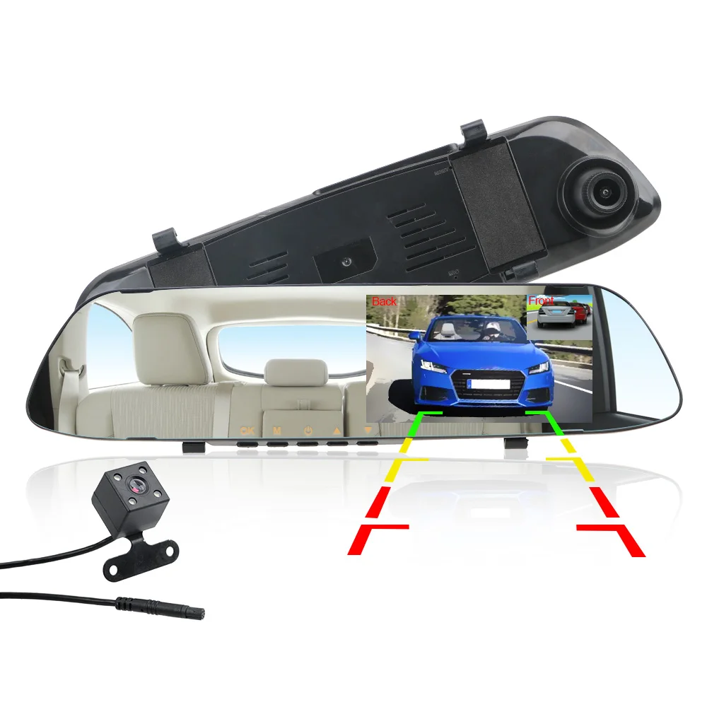 LEEPEE 30 см двойной канал зеркало заднего вида рекордер изображение автомобиля DVR Dash