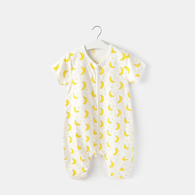 

Summer Breathable Gauze Baby Sleeping Bag Short Sleeve Kids Clothing Split-Leg Newborns Pajamas Soft Baby Underwear Printing