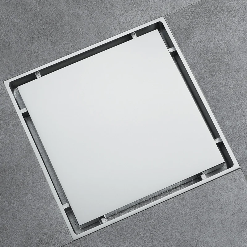 

HIDEEP Chrome-Plated Invisible Square 15X15cm Bathroom Large Displacement Drainage Floor Drain