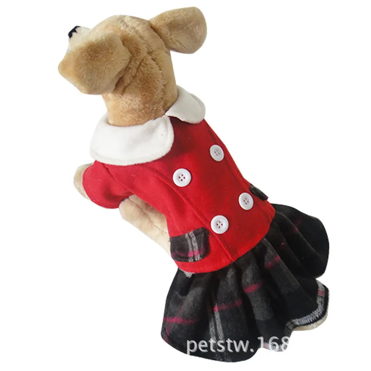 Dog Clothes Spring Autumn Winter New Style Pet Japanese and South Korean Peter Pan Collar Ladies' Dress- |