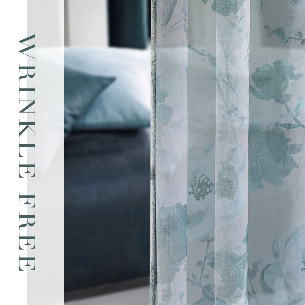 1 шт. прозрачные шторы из искусственной льняной ткани с принтом | Дом и сад