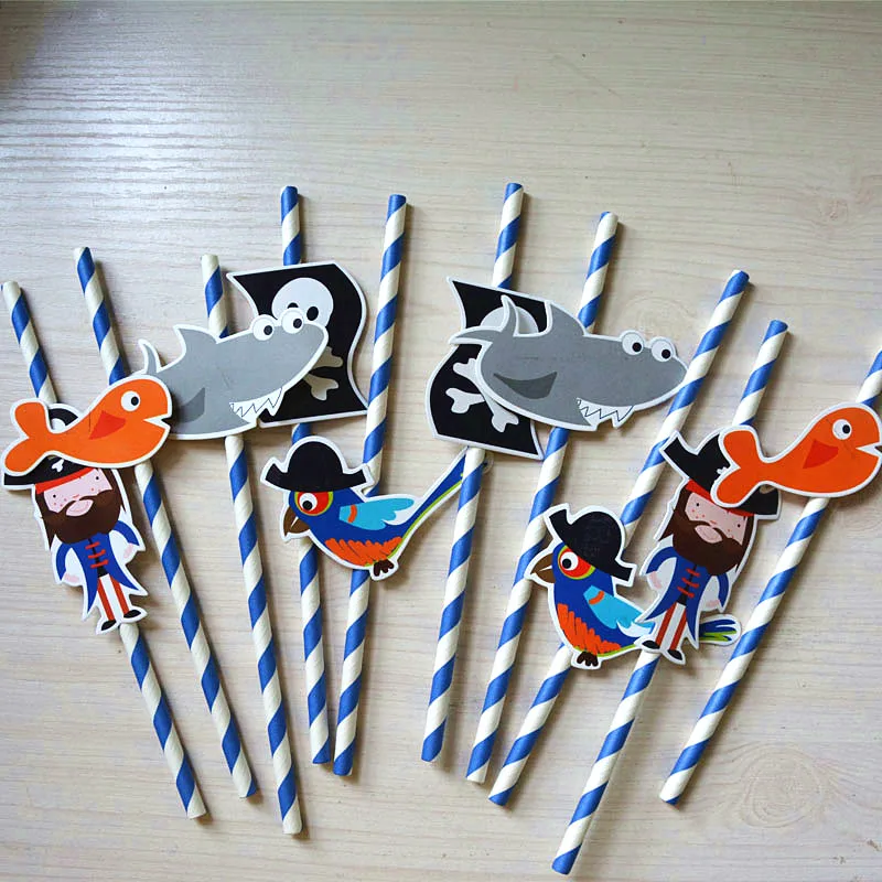 Бумажные соломинки пират одноразовая посуда Happy Свадебные украшения для дня