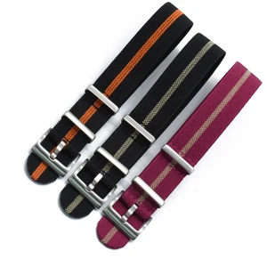 Тканевый нейлоновый ремешок в стиле НАТО, подвижное военное кольцо для французских войск, парашютный эластичный нейлоновый браслет для наручных часов, 20 мм 22 мм