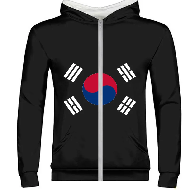 Корейский южномолодежный свитшот с именным номером kor на молнии нация флаг