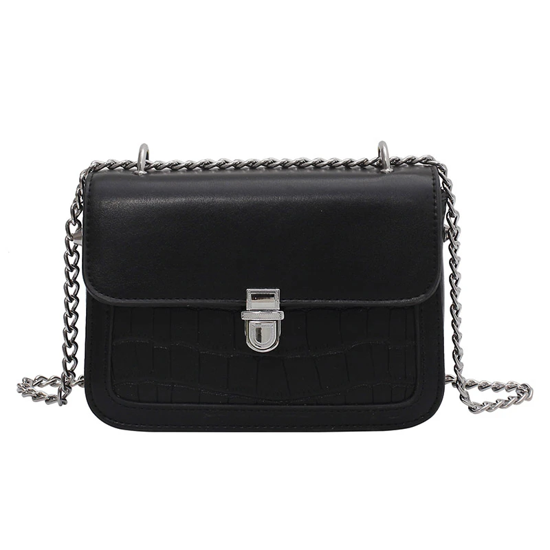 

2021 Simple Fashion Luxury Branded Chain Shoulder Handbags and Purses Cute Stone Pattern Mini PU Leather Crossbody Bag for Women