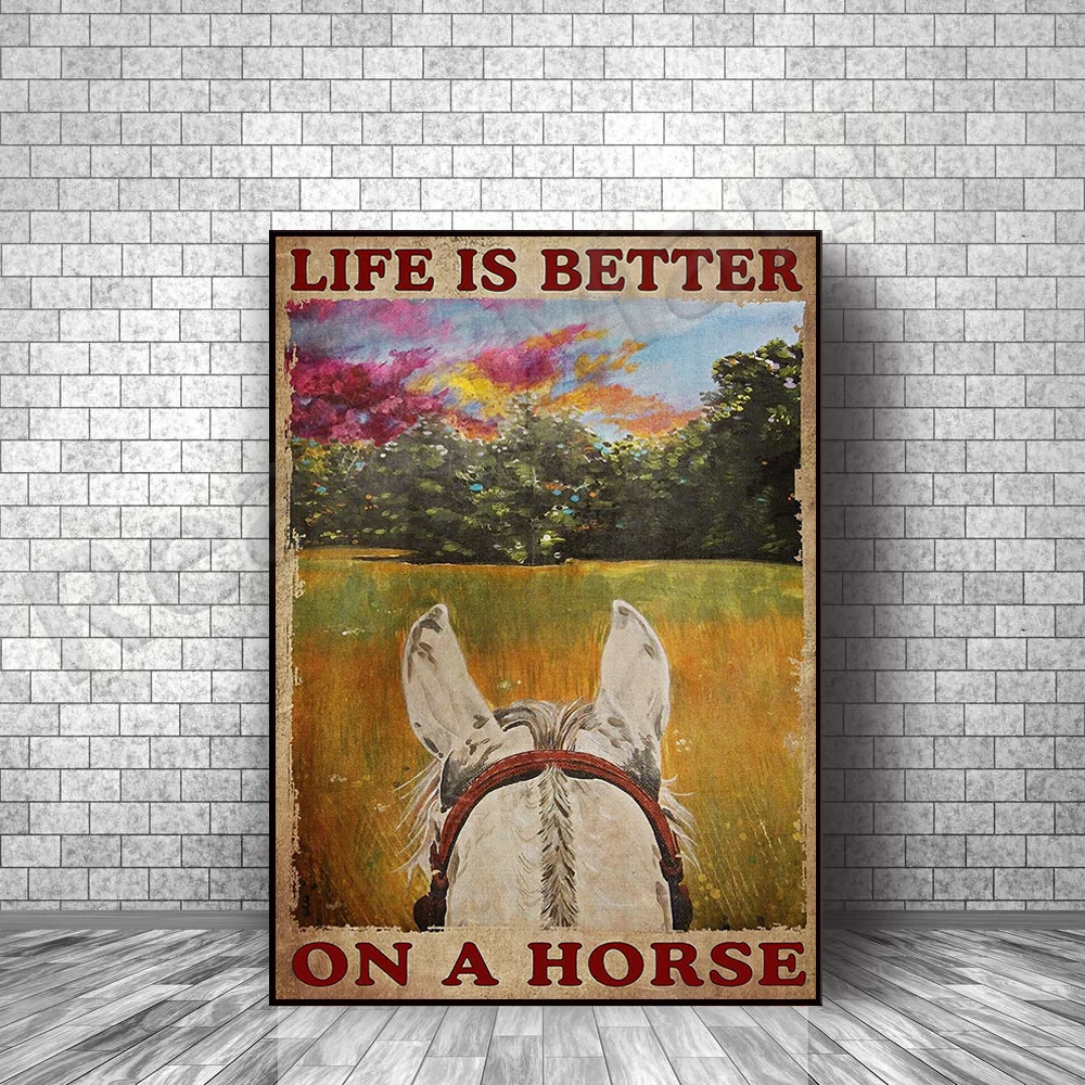 

A better life for horses posters, vertical posters, gifts for horse lovers, retro art posters