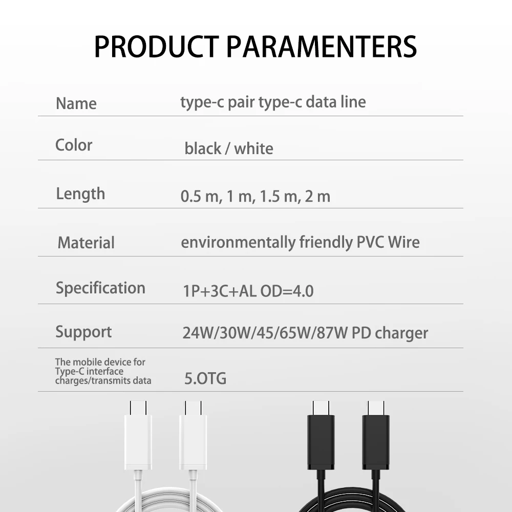5A 87W USB Type C to Type C PD Cable for Redmi K20 Note 7 Pro Fast Charge Type-C Cable for MacBook Pro Samsung Huawei USB-C Wire