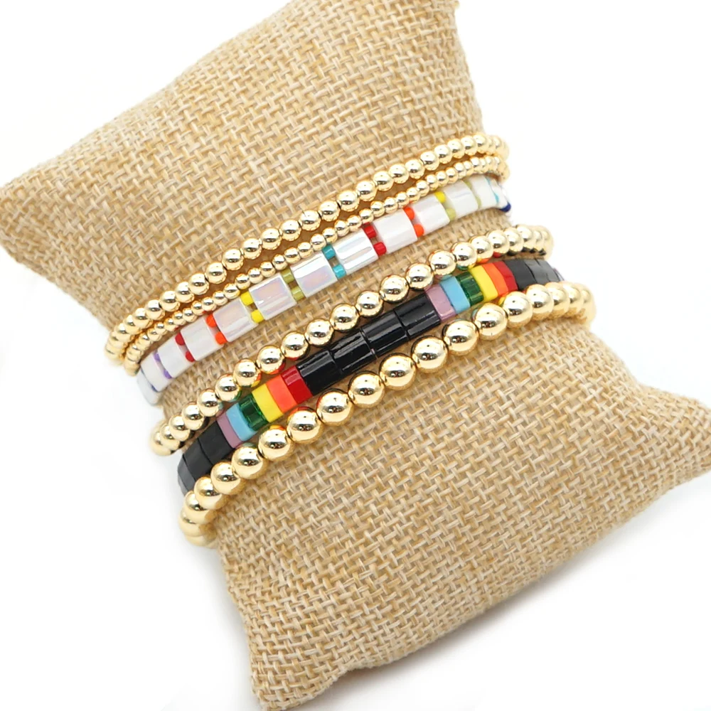 

Go2boho Hight Quality Acrylic Gold Plated Bracelets Set Tila Beads Stretch Bracelet Jewelry for Women Gift Wholesale Jewellery