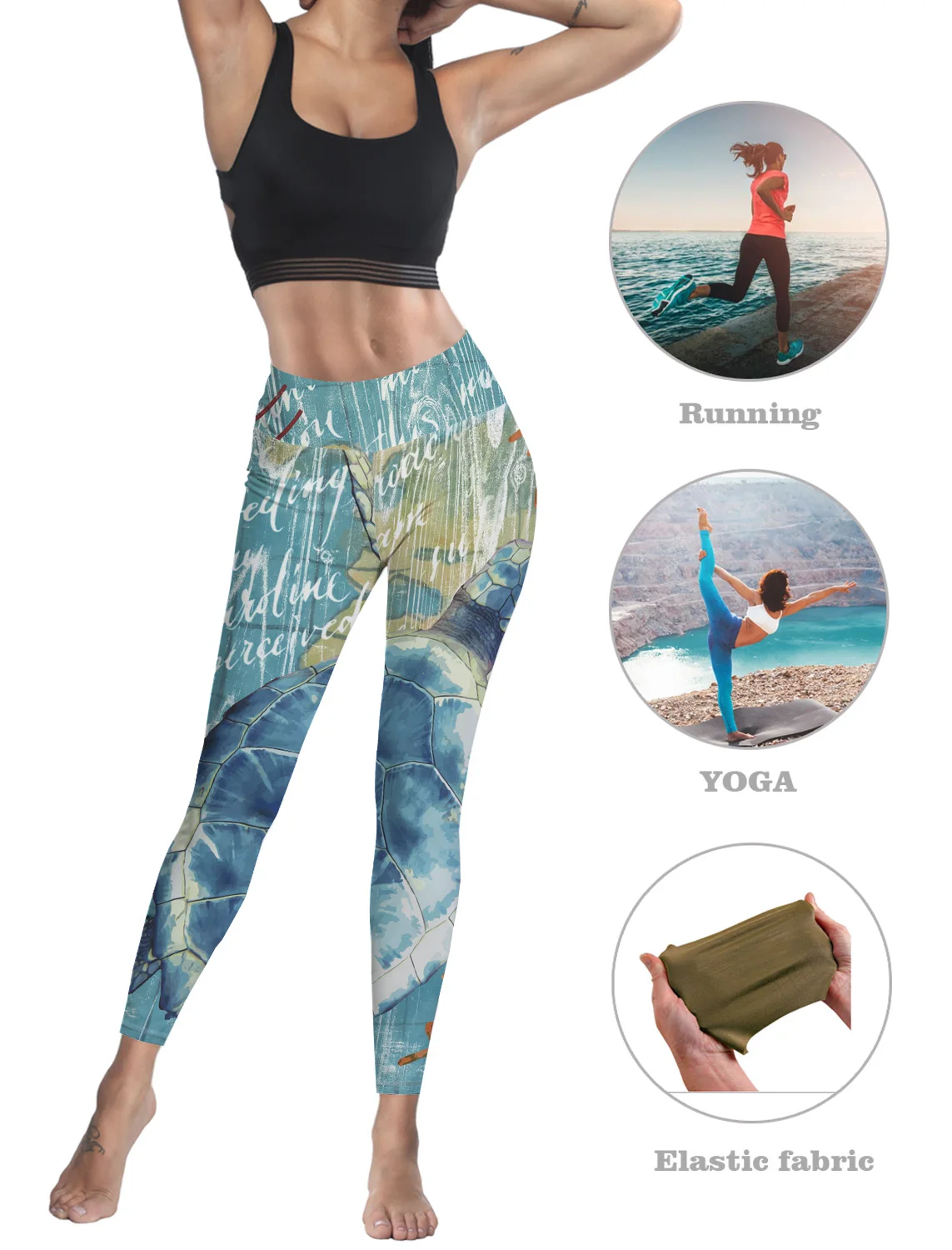 Повседневные леггинсы с морской тематикой серия морских обитателей женские