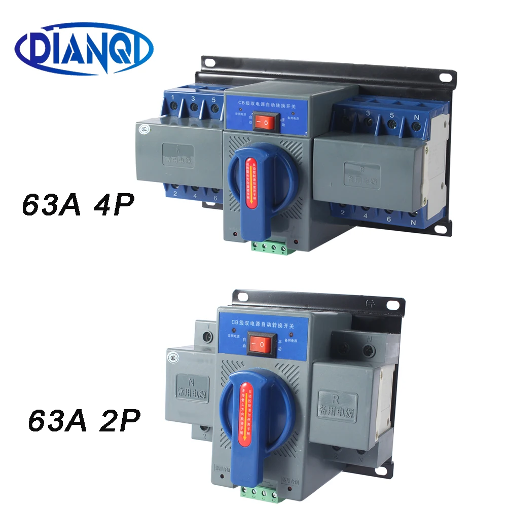 Interruptor de Comutação Interruptor de Transferência Classe Manual Automática Ats Controlador Boa Qualidade 1pc 4p 63a Mcb