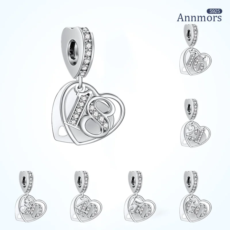 Шарм в виде сердца на годовщину рождения подходит для браслета 16-21 лет