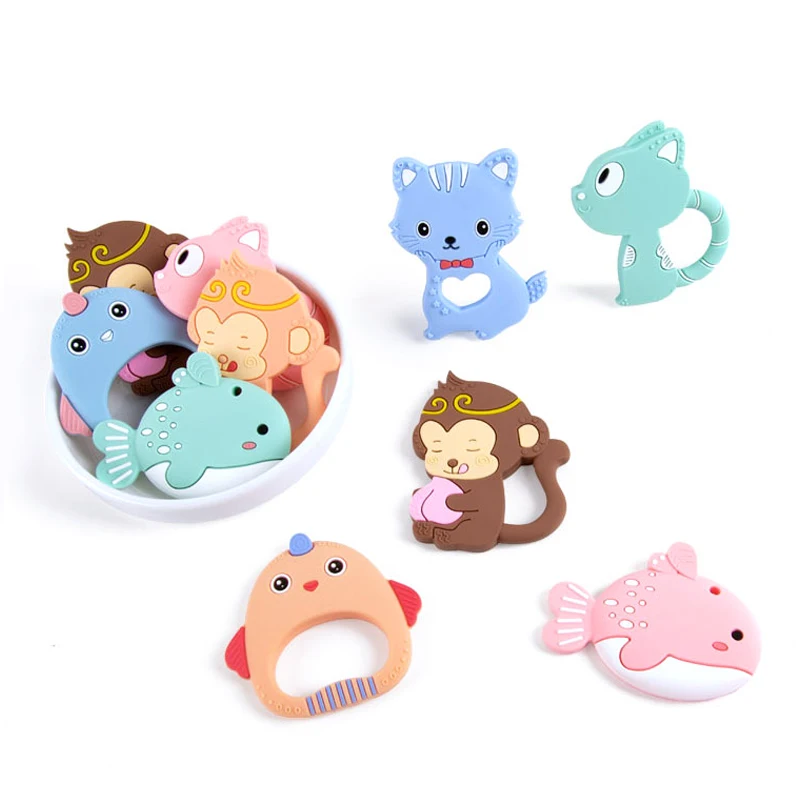 Милые Силиконовые Детские Прорезыватели для зубов с животными из мультфильмов