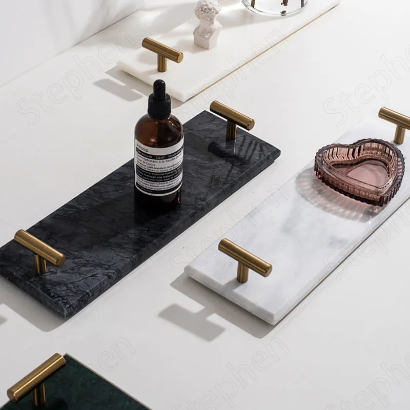 

Creative Natural Marble Trays Decorative Nordic Modern Dressing Table Jewelry Cosmetic Display Tray Bathroom Accessories Storage
