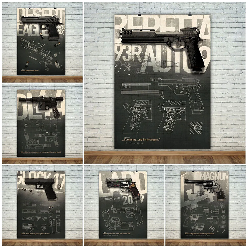 

Desert Eagle Posters And Prints Wall Painting Of Bar And Club Canvas Pictures Magnum 44 Pistol For Living Room Decor Picture Art