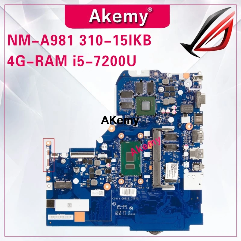 

NM-A981 материнская плата для ноутбука For Lenovo 310-15IKB оригинальная материнская плата 4G-RAM I5-7200U GT920MX