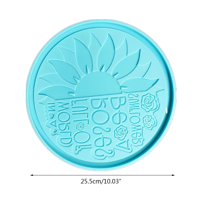 

066C Round Coaster Mold Sunflower Silicone Epoxy Resin Coaster Mold Used to Make Artificial Agate Pieces Coasters