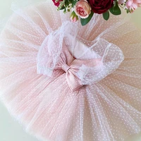 flower girl wedding dress princess tulle polka dots dress for girls children party frocks baby girl long sleeves autumn clothing