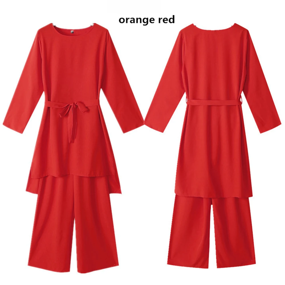 

2021 Two piece Muslim Abaya Dubai Turkish Tops Pants Vetment Femme Hijab Dress Djellaba Robe Caftan Kaftans Islam Clothing