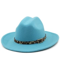 2021 new fashion western cowboy fedora hat for women men high quality fedora hat with leopard belt